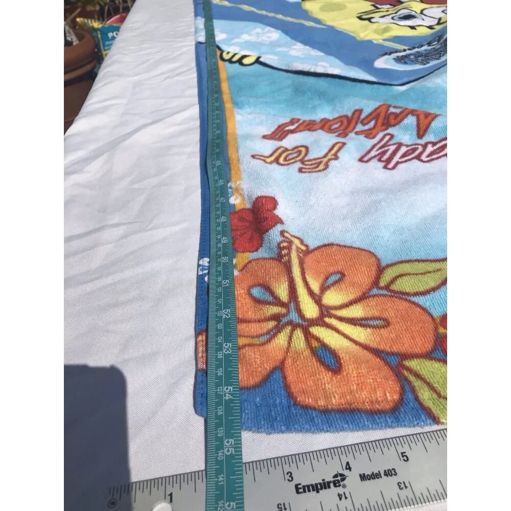 Vtg Y2K SpongeBob Ready Action Beach Towel Nickelodeon 28”x53” Surfboards Retro